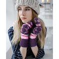 thumbnail image 4 of Manoplas para mujer, manoplas de invierno con forro sherpa para clima frío, mitones gris claro/morado JAMW Sencillez, 4 of 5
