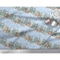 thumbnail image 3 of Soimoi Blue Cotton Cambric Fabric Reindeer & Snowflakes Tree Print Fabric by the Yard 42 Inch Wide, 3 of 3