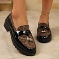 thumbnail image 2 of HEWUQI Platform Penny Loafers for Women Work Walking Slip on Business Casual Non Slip Chunky Leather Suede Splicing Dress Shoes Black Size 6, 2 of 7