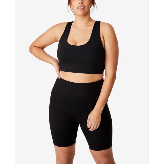 Trendy Plus Size Active Highwaist Mid Length Bike Shorts Black 12W