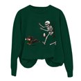 thumbnail image 4 of WEIWEN Dog Mama Sweatshirt for Women Funny Skeleton Chasing Dachshund Print Crewneck Long Sleeve Halloween Outfits for Women Going Out Tops Fall Sweaters Women's Clothing XXL, 4 of 5