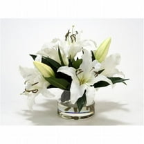 Distinctive Designs International  16906 Cream White Casablanca Lilies In Clear Low Round Glass Cylinder