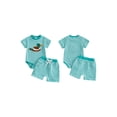 thumbnail image 2 of BemeyourBBs Newborn Baby Boy Duck Outfits Cute Infant Boys Summer Clothes Mallard Embroidered Striped Crew Neck Short Sleeve Romper and Shorts 2 Pcs Set, 2 of 9