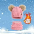 thumbnail image 2 of Girls Winter Hat and Scarf Set, Warm Beanie Knit Lined Neck Warmer Set Christmas Gift for Ages 4-10 Years Boys Girls, 2 of 3