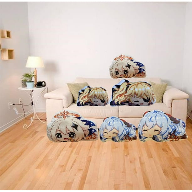 HTOOQ Plush Anime Throw Pillow Mondstadt Klee Kaeya Razor Fischl Paimon Plushies Toy Liyue Keqing Tartaglia Ganyu Zhongli Throw Pillows Sofa Cushion