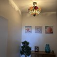 thumbnail image 4 of Tiffany Ceiling Lights Red Orange Stained Glass Rose Flowers LED Bulbs Included for for Bed Room Living Room Entryway 16"W*16"D*16"H, 4 of 6