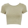 thumbnail image 1 of American Apparel- Camiseta muy corta lisa de manga corta para mujer (Avena jaspeado), 1 of 1