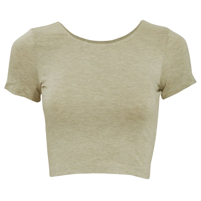 American Apparel- Camiseta muy corta lisa de manga corta para mujer (Avena jaspeado)