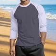 thumbnail image 2 of Abomasnow Mens Big and Tall Athletic Shirts 3/4 Length Sleeve Crewneck Color Block Shirts Casual Soft Workout Running Basic Shitrts, 2 of 5
