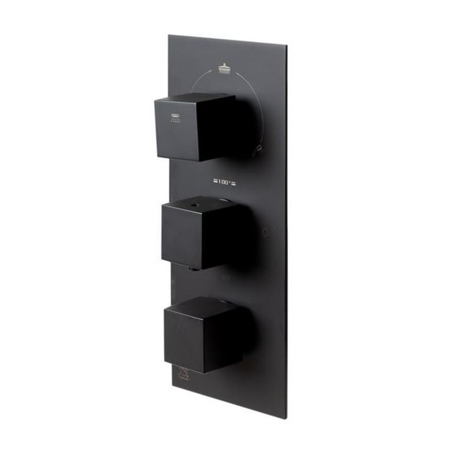 ALFI AB2801-BM 3-Way Thermostatic Valve Shower Mixer Square Knobs, Black Matte