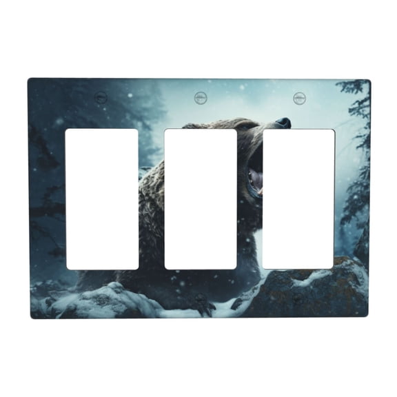Bear Switch Cover Decorative Wall Plate 3-Gang Standard Size
