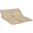 thumbnail image 1 of Outsunny 2 Pcs Folding Beach Lounge Chair w/ Pillow, Beige, 1 of 10