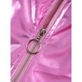 thumbnail image 2 of Hansber Kids Girls Shiny Hip Hop Jazz Dance Jacket Coat Stand Collar Long Sleeve Zipper Outerwear Pink 12, 2 of 9