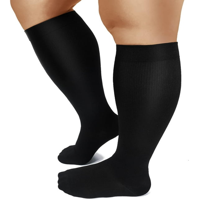 Plus Size Compression Socks for Women & Men, 2030 mmhg Wide Calf Knee