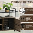 thumbnail image 5 of SEGMART Outdoor Rolling Wicker Bar Cart, Large Portable Outdoor Wicker Bar Table with Cabinet Storage and Glass Countertop, Patio Wicker Serving Bar Cart for Pool, Party, Backyard, Light Brown, 5 of 10