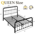 thumbnail image 3 of Homall Queen Size Bed Frame Classic Metal Platform Bed Frame with Charging Station & LED, Victorian Style Iron-Art Headboard/Footboard, Under Bed Storage, No Box Spring Needed, Noise Free, Black, 3 of 9