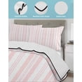 thumbnail image 4 of Quilts Full Size Bedding Set, Pink Line Striped Lightweight Quilted Comforter, Farmhouse Modern Geometric Stripes Soft Reversible Bedspread Coverlet with Pillow Covers for All Season, 78" x 90", 4 of 7