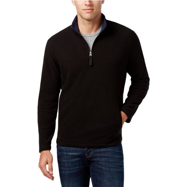 Suéter tipo jersey de microforro polar para hombre Club Room, negro, grande