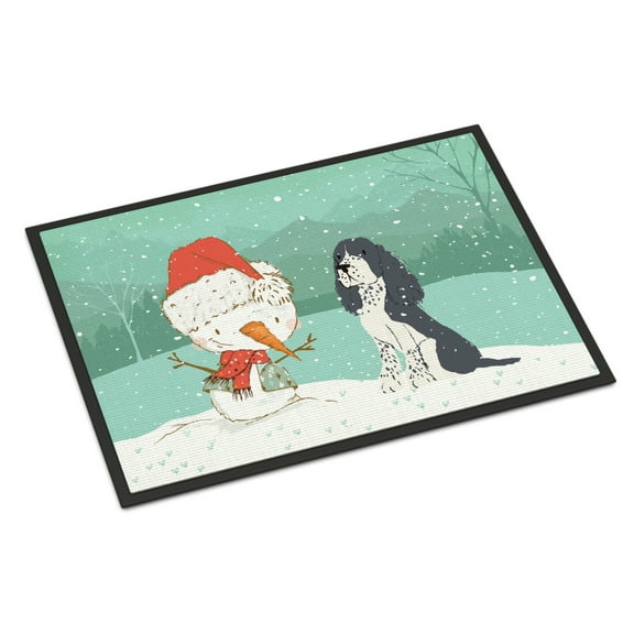 Carolines Treasures CK2073MAT English Springer Spaniel Snowman Christmas Door Mat Indoor Rug or Outdoor Welcome Mat