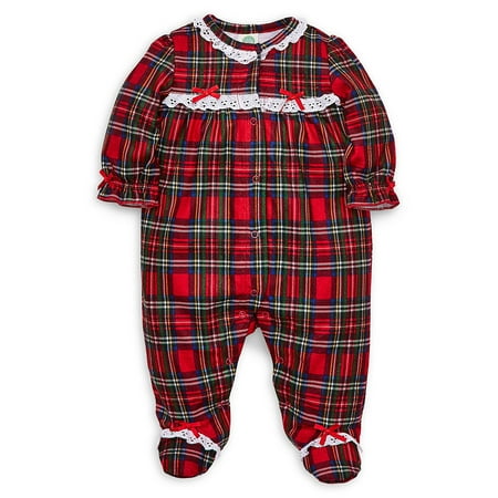 Baby Girl's Christmas Plaid Footie