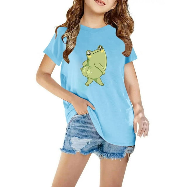 TopLLC Blouses & Chemises à Manches Courtes Col Rond Chemises pour Enfants T-Shirt Graphique à Manches Courtes Top Court Col Rond pour Filles et Garçons de 3 à 14 Ans T-Shirt Tee Girl Blouse