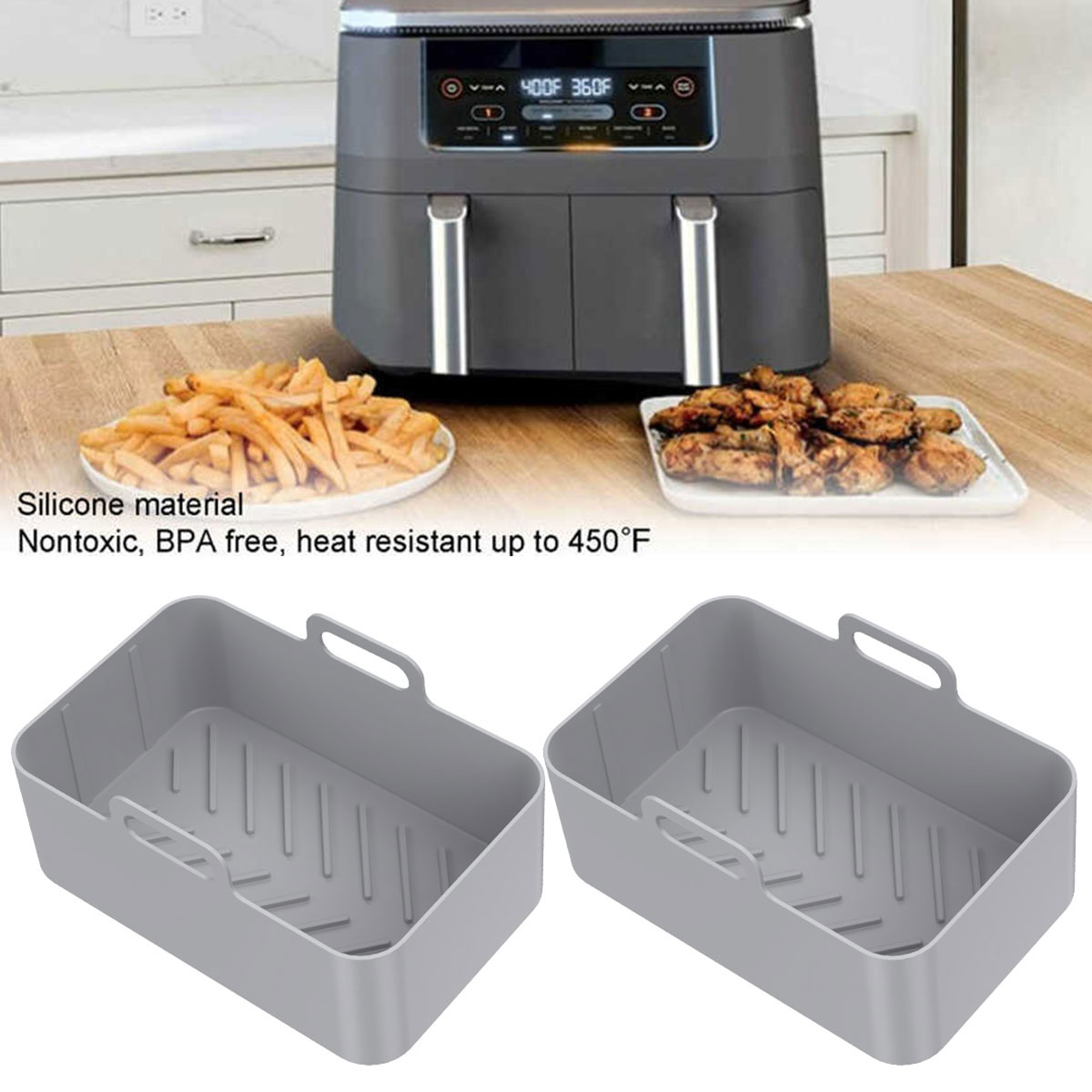 Silicone Dual Frigidaire Air Fryer Tray Set With Basket, Oven Pot, And  Plate Liner Accessories For Ninja Foodi DZ201 From Zqmwholesale, $23.91