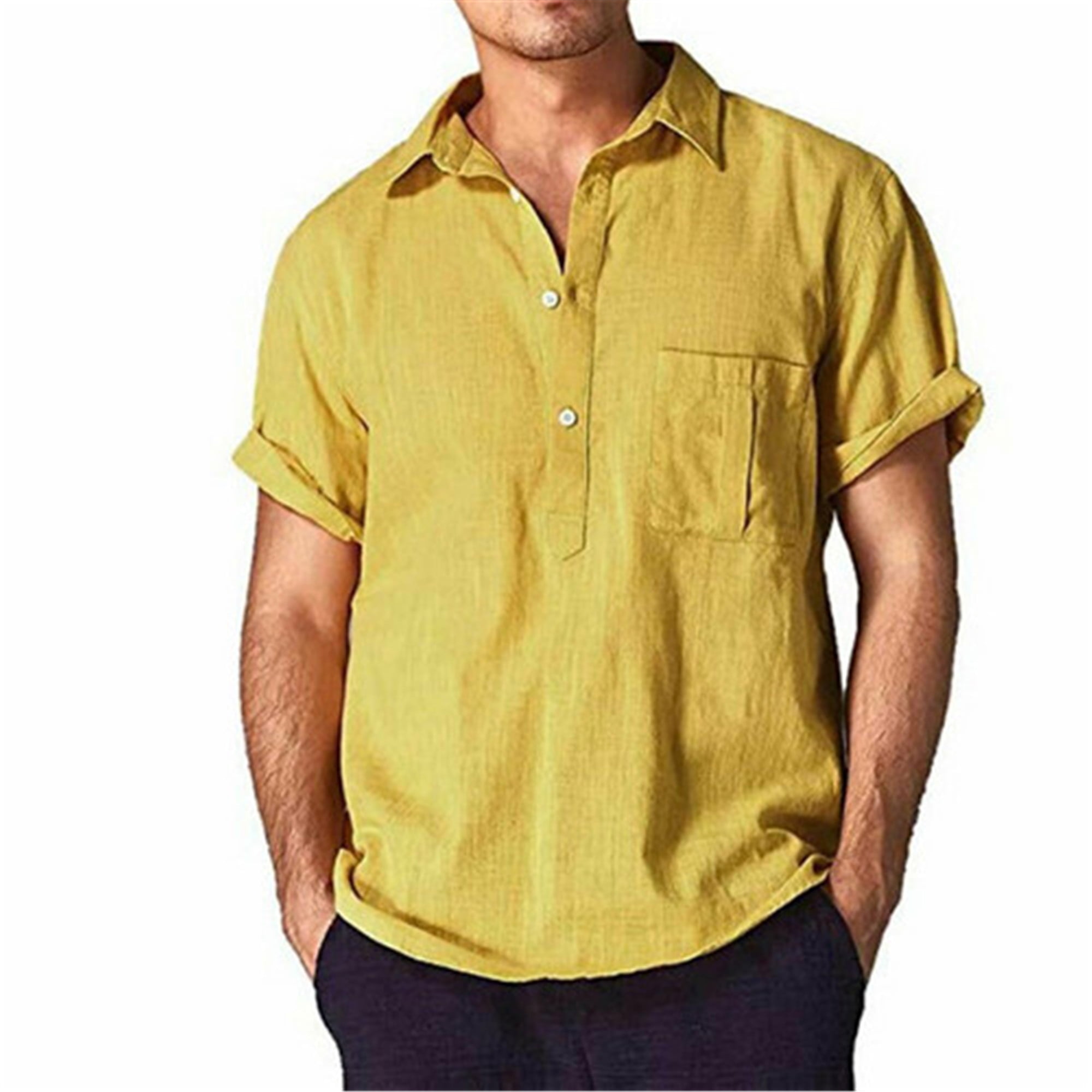 men's linen short sleeve shirts & tops