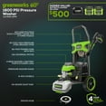 thumbnail image 2 of Greenworks 60V Hybrid 1800 PSI 1.2 GPM Cold Water Pressure Washer with (2) 4Ah Batteries & Charger 5129102, 2 of 20
