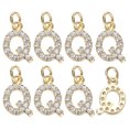 thumbnail image 1 of Uxcell 8 Pack 0.1" Encanto de letra Q de strass completo para pulseras/brazaletes de bricolaje dorado, 1 of 6