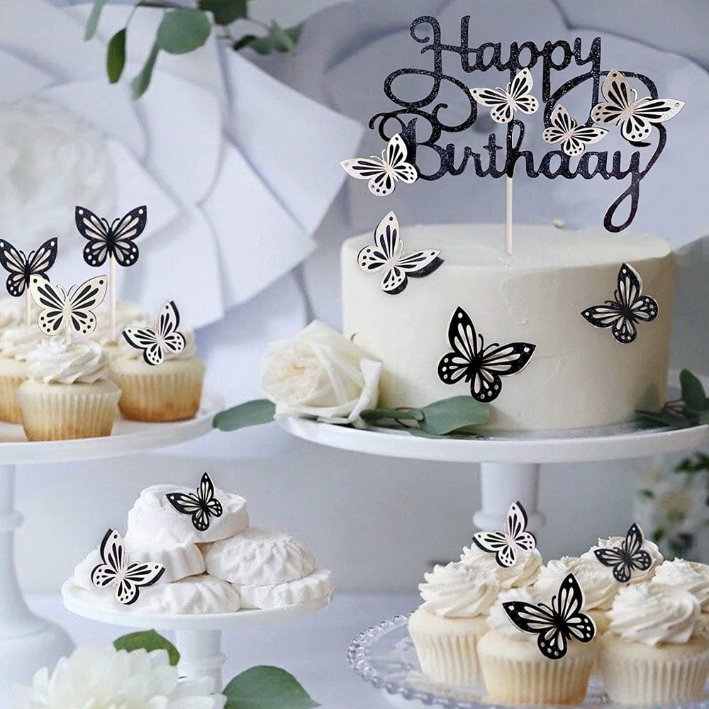 13pcs 3D Butterfly Cake Toppers, for Girls Women's Birthday Cake Decorations Butterfly Party DecorationsStyle:Style 4;