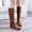 Brown, variant on jsaierl Women's Winter Solid Color Long Boots Flat Heels Round-Toe Knee High Boot