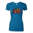 thumbnail image 2 of Colorful Rainbow Cat Animal Lover Womens Slim Fit Junior Tee, Turquoise, Medium, 2 of 3