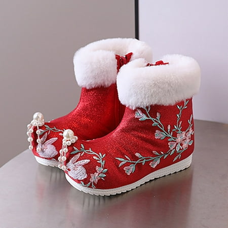 

Cathalem Little Girls Toddler Boots Girls Ankle Pearl Boots Warm Cotton Boots Embroidered Boots Girls Boots Size Toddler 8 A 11.5 Years