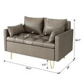 thumbnail image 3 of 44.5"W Modern Accent Sofa, Faux Leather Loveseat Sofa Couch with Lift-Up Storage and Hand Stitched, Bolster Pillows, Storage 2-Seater Sofa with Square Armrest for Bedroom or Living Room, 3 of 9