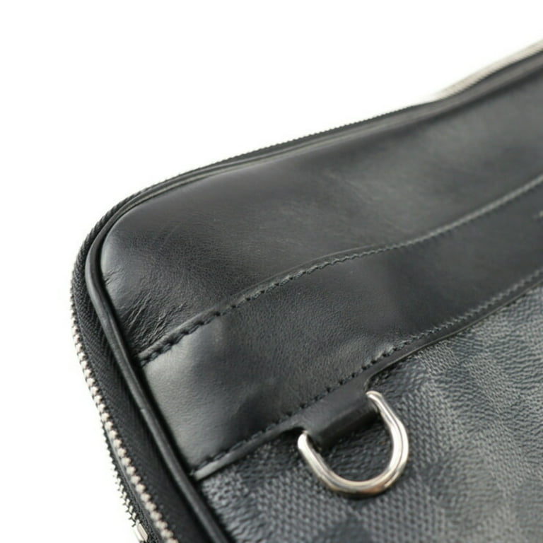Pre Owned LOUIS VUITTON Trocadero Messenger MM Shoulder Bag N40088 Damier Graphite Canvas Leather Gray Black Silver Hardware Vuitton Good