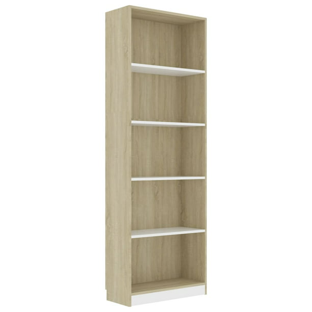 5 Tier Bookshelf Inlife Bookcase White, Austin 6 Shelf Bookcase Oak And White