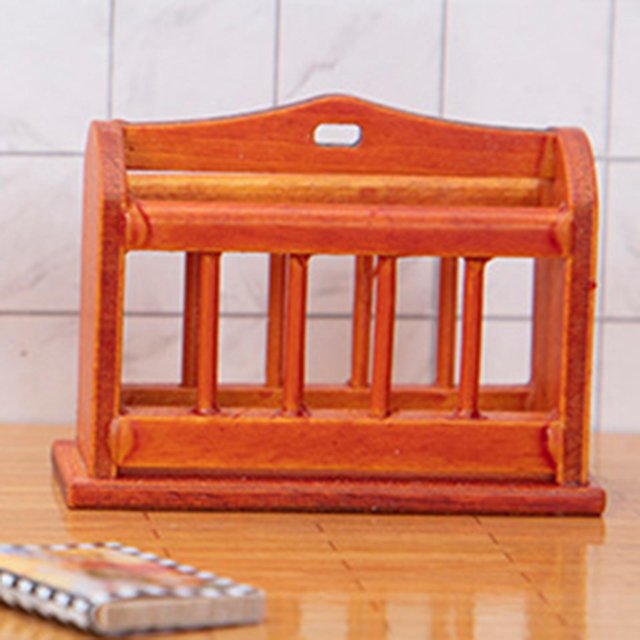 Estantería de escritorio Minaiture, modelo de estantería, soporte de periódico, adorno de de para decoración de 1:12 marrón Salvador estantería de casa de muñecas