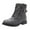 Grey, variant on Rokment Vintage Combat Boots for Women Fall Winter Quilted Leather Chunky Low Heel Lace up Side Zipper Casual Short Riding Ankle Booties Black Size 6