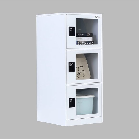 MECOLOR Petit Casier Vertical à un Seul Niveau avec Cadenas à Loquet, Porte en Plastique Transparente, Rangement à 2 Ou 3 Compartiments pour Employé, Maison, Bureau, Classeur, École, Enfants