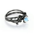 thumbnail image 4 of JeenMata 0.50 Carat Round Faceted Blue Moonstone Wedding Set - Intricate Vintage Moonstone Ring - 18k Black Gold over Silver, 4 of 10