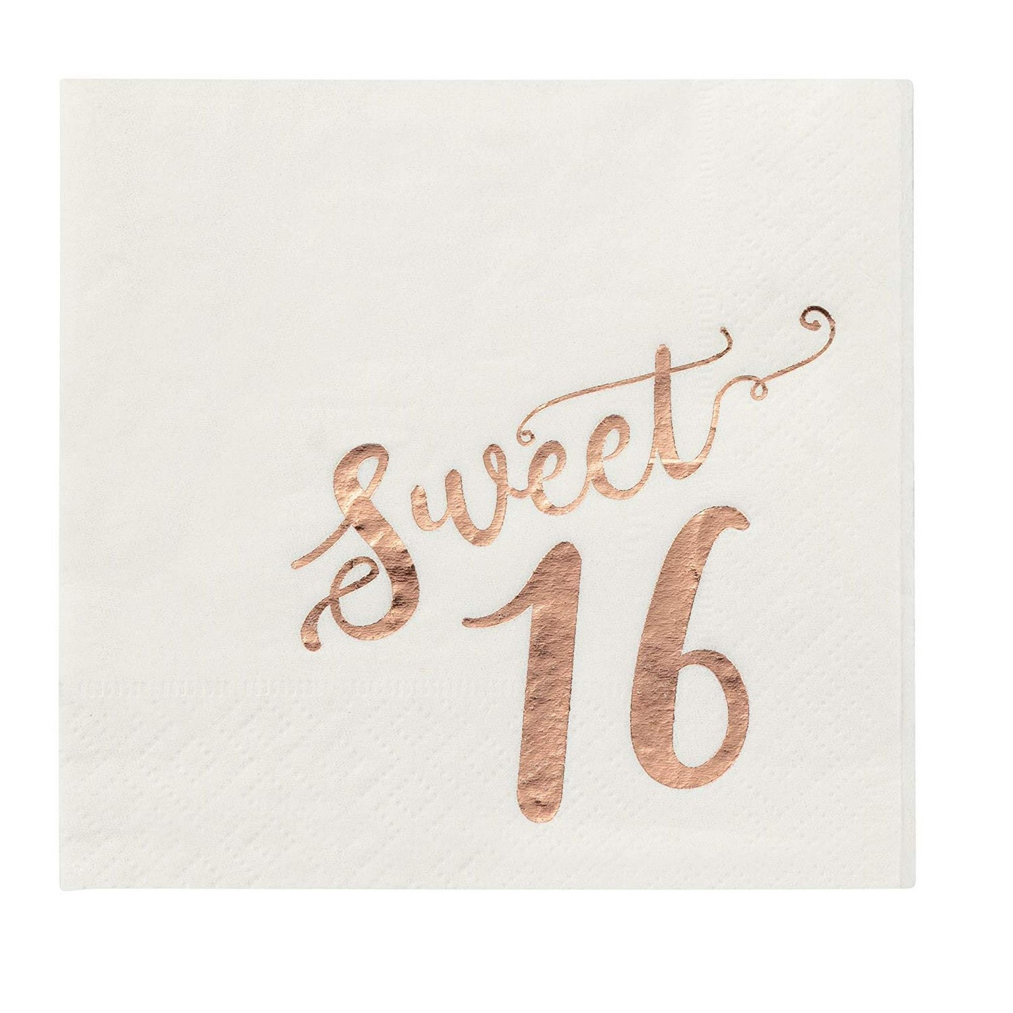 16 x 65th Birthday Rose Gold Paper Party Napkin Age 65 Serviette Party Tableware