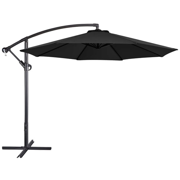 Yaheetech 10 ft Patio Offset Umbrella with Crank and Cross Base for Backyard, Poolside, Black