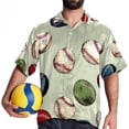 thumbnail image 4 of Baseball Men's Short Sleeve Button Down Poplin Casual Beach Shirts, 4 of 6