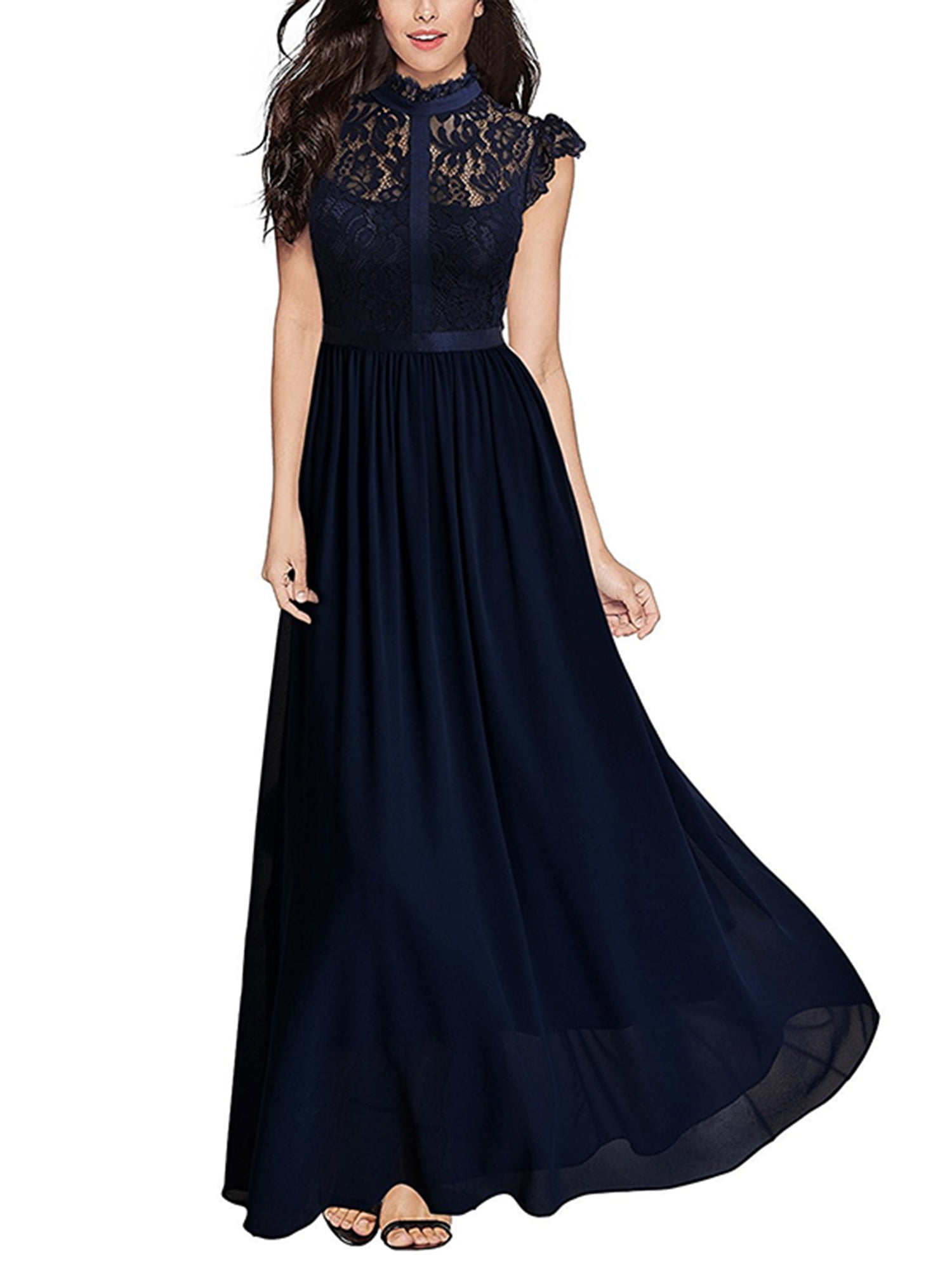 Long Chiffon Lace Evening Formal Party Ball Gown Prom Women’s Bridesmaid Dress 