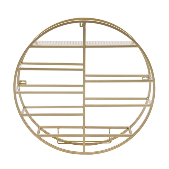 Gold Wall Mounted Wine Rack Round Wall Mounted Wine Rack Storage Display Holder 4 Goblets for Home, Kitchen, Restaurant, Hotel