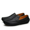 thumbnail image 3 of Men's Casual Loafers Slip On Leather Shoes Comfortable Lightweight Driving Shoes Male Moccasins Classic Penny Loafer Flats Boat Shoes Outdoor Walking Shoes, 3 of 22