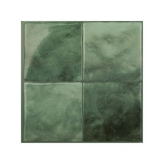Smart Tiles Peel and Stick Backsplash, 5 Adhesive Tiles, Zellige Green, 9"x9"