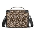 thumbnail image 3 of Brown and Brown Leopard Print Insulated Lunch Box for Women Men, Medium Leakproof Cooler Bag with Adjustable Strap, 10"x6.7"x8", 3 of 6