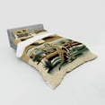 thumbnail image 2 of Ambesonne Cheetah Bedding Set 4 Pcs, Wild Cats Chilling Retro, King, Camel and Pale Teal, 2 of 2