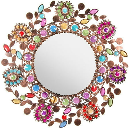 Oriental Furniture Flowing Leaves and Flowers Beaded Mirror